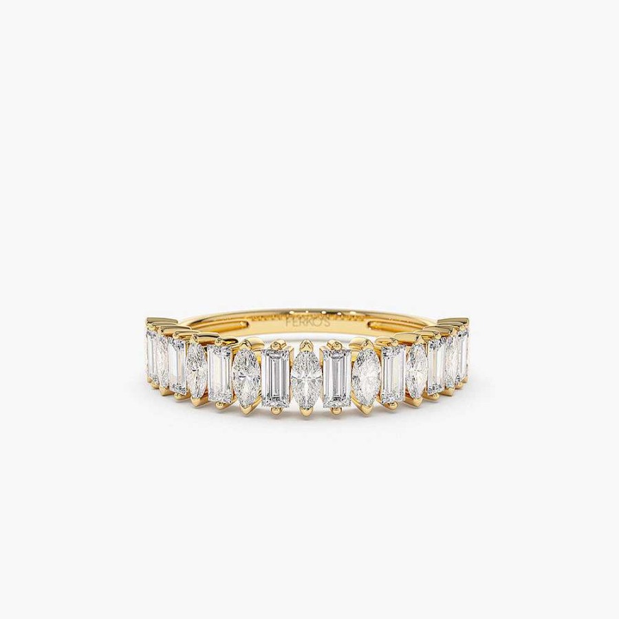 Rings Ferkos Fine Jewelry | 14K Marquise & Baguette Diamond Wedding Ring