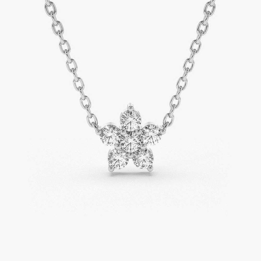 Necklaces Ferkos Fine Jewelry | Flower Charm Diamond Necklace