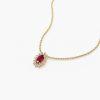 Necklaces Ferkos Fine Jewelry | 14K Ruby Necklace With Halo Diamonds Success