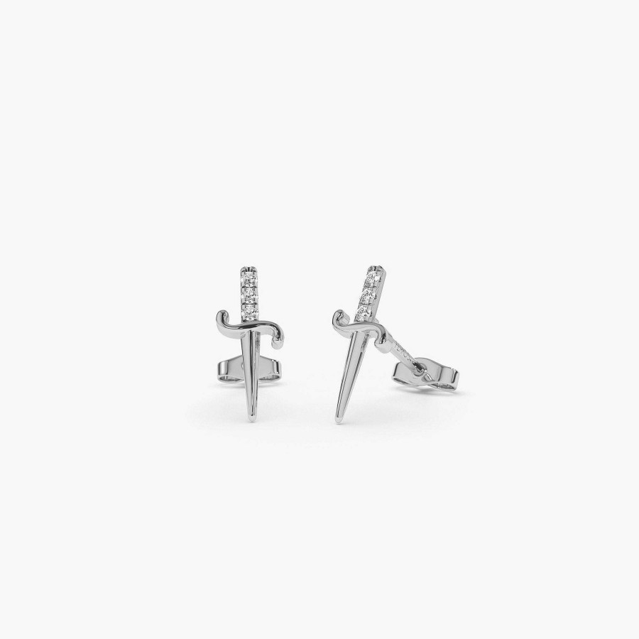 Earrings Ferkos Fine Jewelry | Mini Sword Diamond Earrings