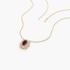 Necklaces Ferkos Fine Jewelry | 14K Oval Shape Ruby Necklace With Ballerina Baguettes