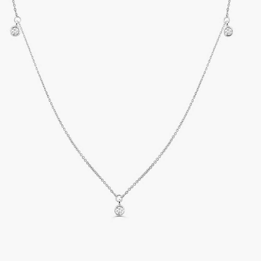 Necklaces Ferkos Fine Jewelry | 14K 5 Diamond Dangle Necklace