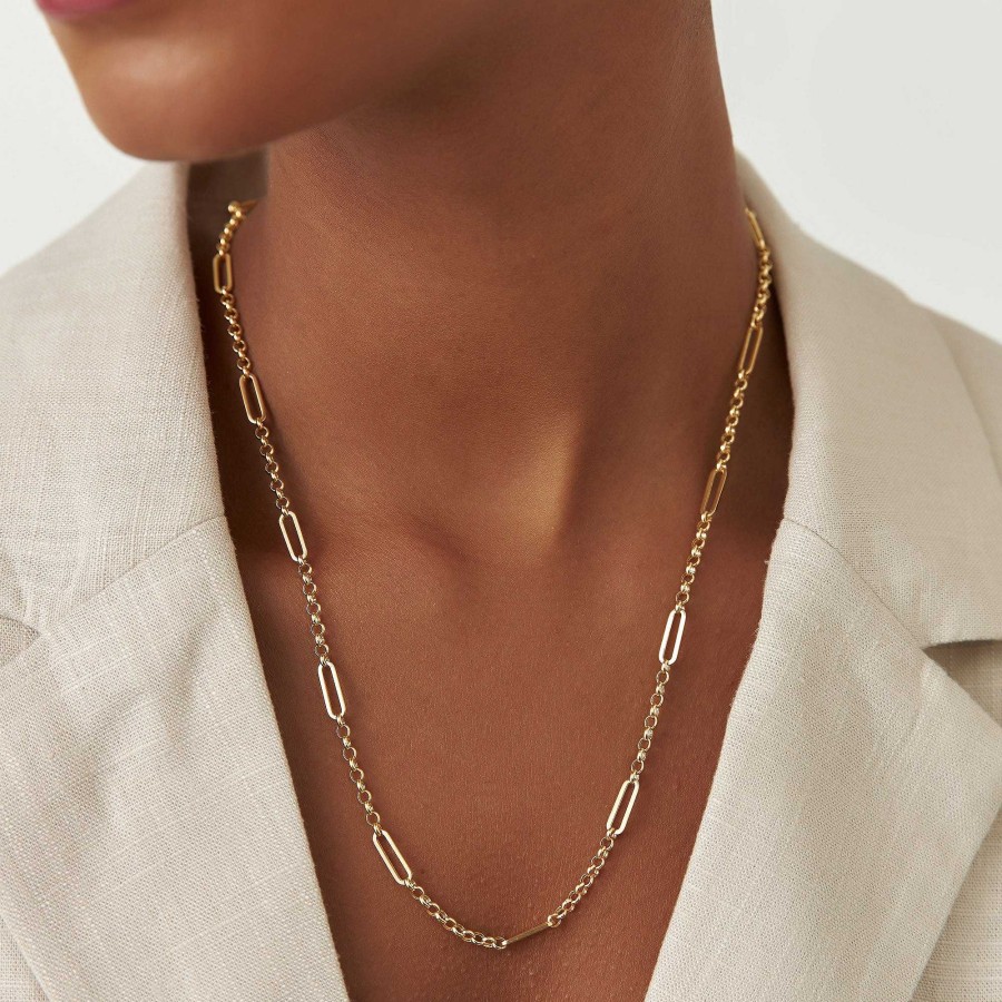 Necklaces Ferkos Fine Jewelry | Rolo Paperclip Chain Necklace 14K Gold