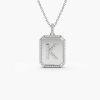 Necklaces Ferkos Fine Jewelry | 14K Baguette And Round Diamond Tag Initial Necklace