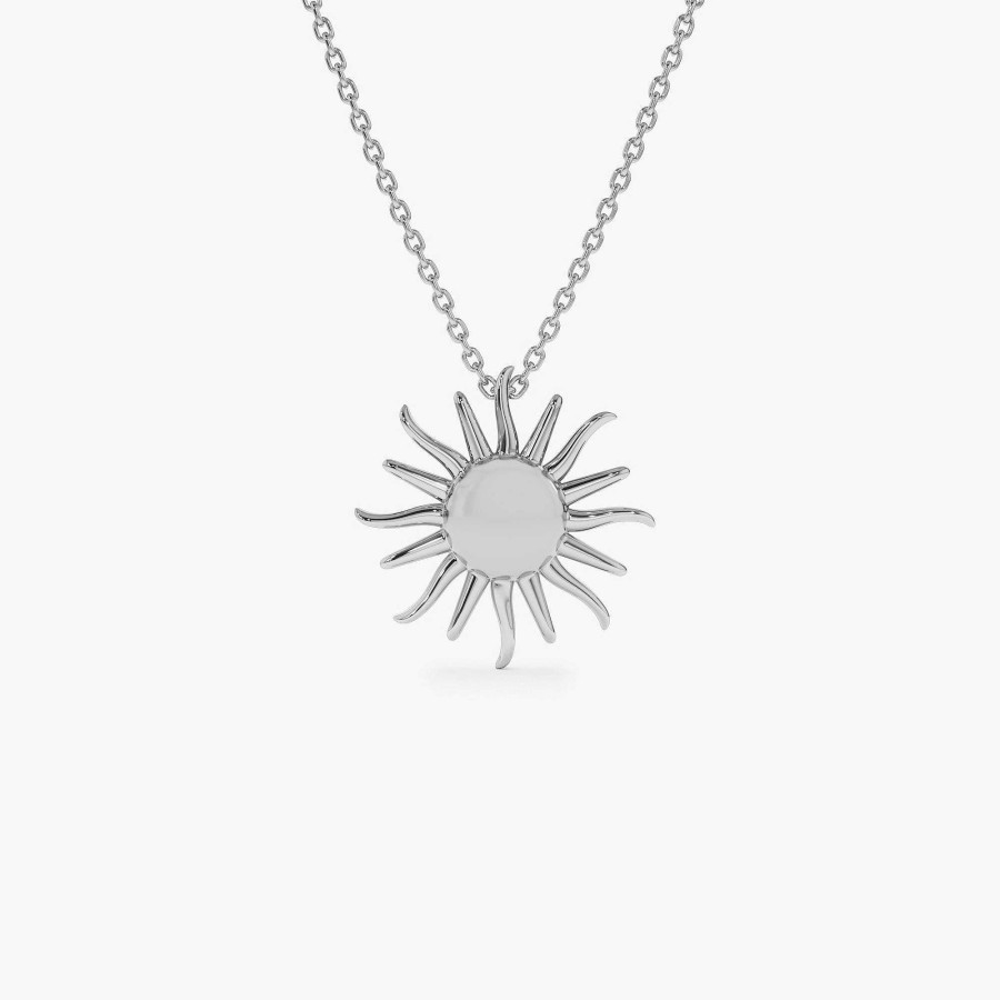 Necklaces Ferkos Fine Jewelry | Glowing Sun Charm Necklace