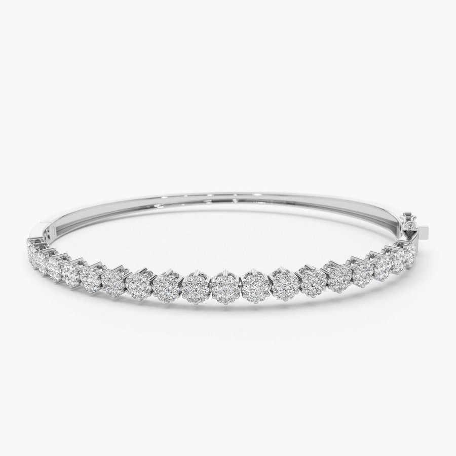 Bracelets Ferkos Fine Jewelry | 14K 1.15Ctw Luxurious Cluster Diamond Bangle