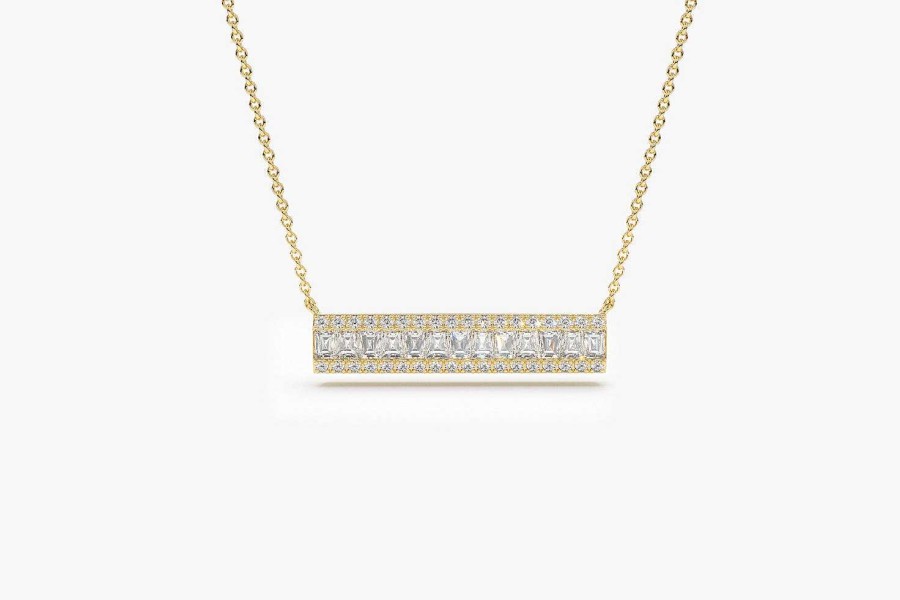 Necklaces Ferkos Fine Jewelry | Baguette Diamond Horizontal Necklace