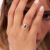 Rings Ferkos Fine Jewelry | 14K Baguette Diamond Ballerina Oval Sapphire Ring