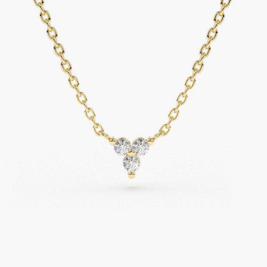 Necklaces Ferkos Fine Jewelry | Round Cut Diamond Trio Necklace