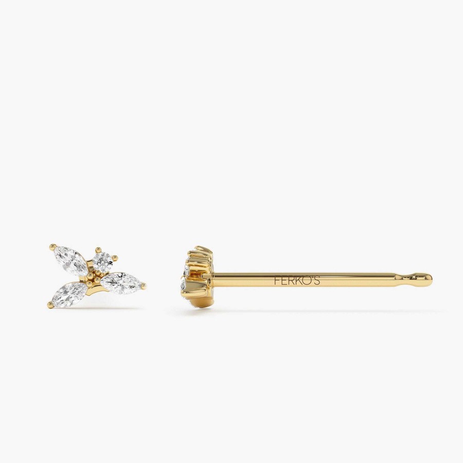 Earrings Ferkos Fine Jewelry | 14K Marquise Diamond Cluster Studs