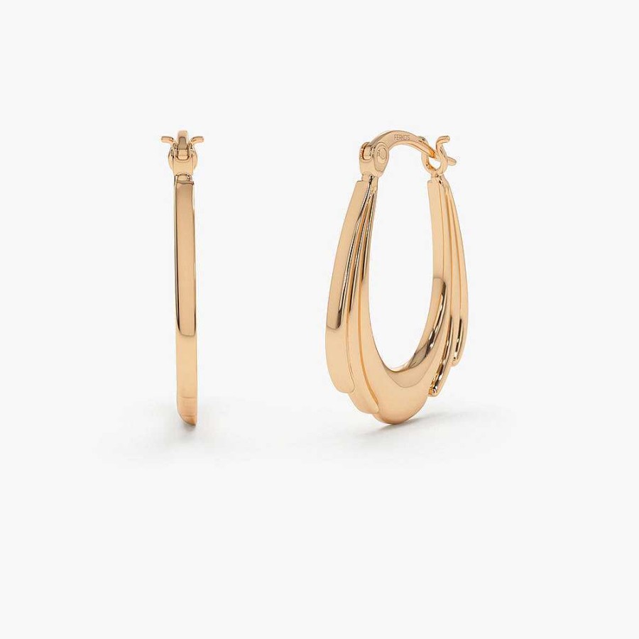 Earrings Ferkos Fine Jewelry | 14K Layered Gold Earrings