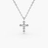 Necklaces Ferkos Fine Jewelry | Tiny Ball Diamond Cross Necklace