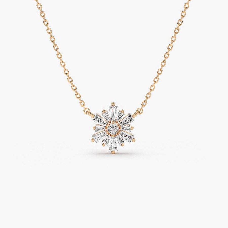 Necklaces Ferkos Fine Jewelry | 14K Tapered Baguette Diamond Necklace