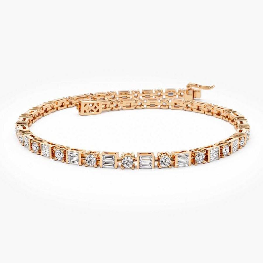 Bracelets Ferkos Fine Jewelry | 14K Baguette & Round Natural Diamond Tennis Bracelet