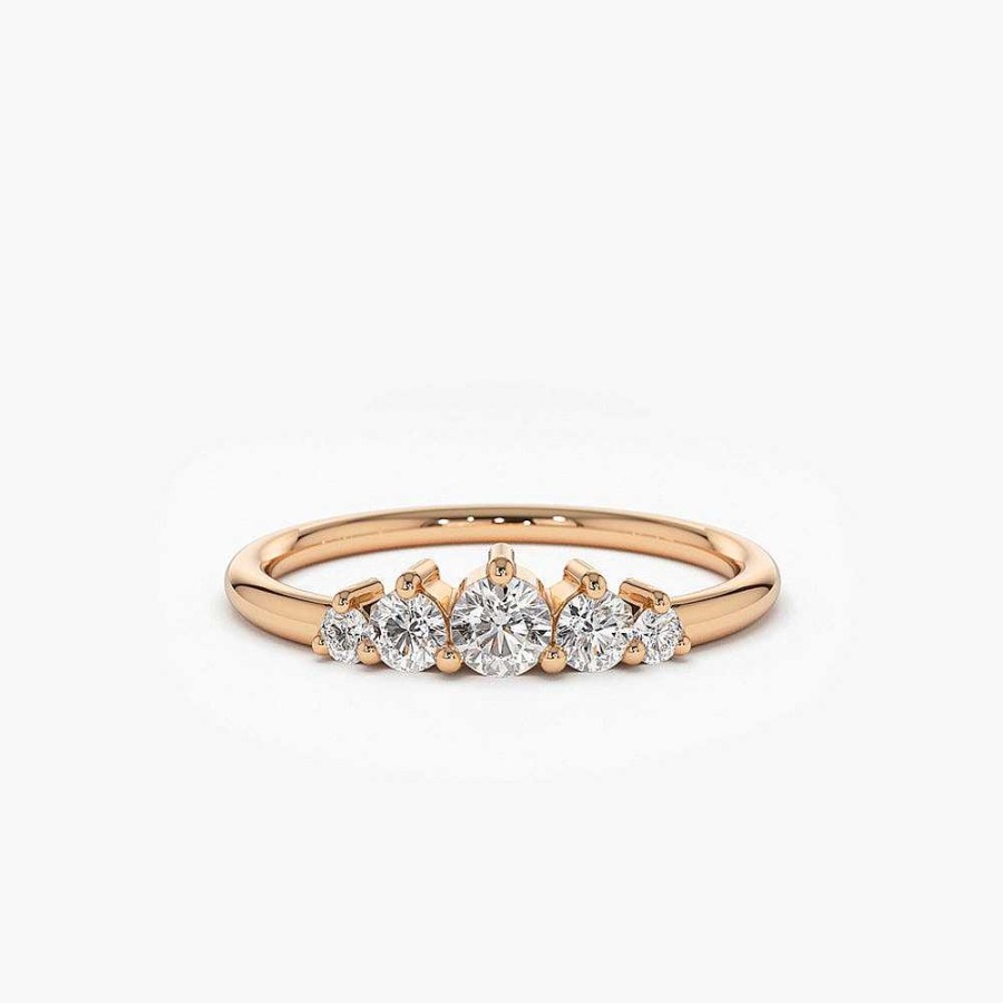 Rings Ferkos Fine Jewelry | 5 Stone Graduating Diamond Wedding Ring