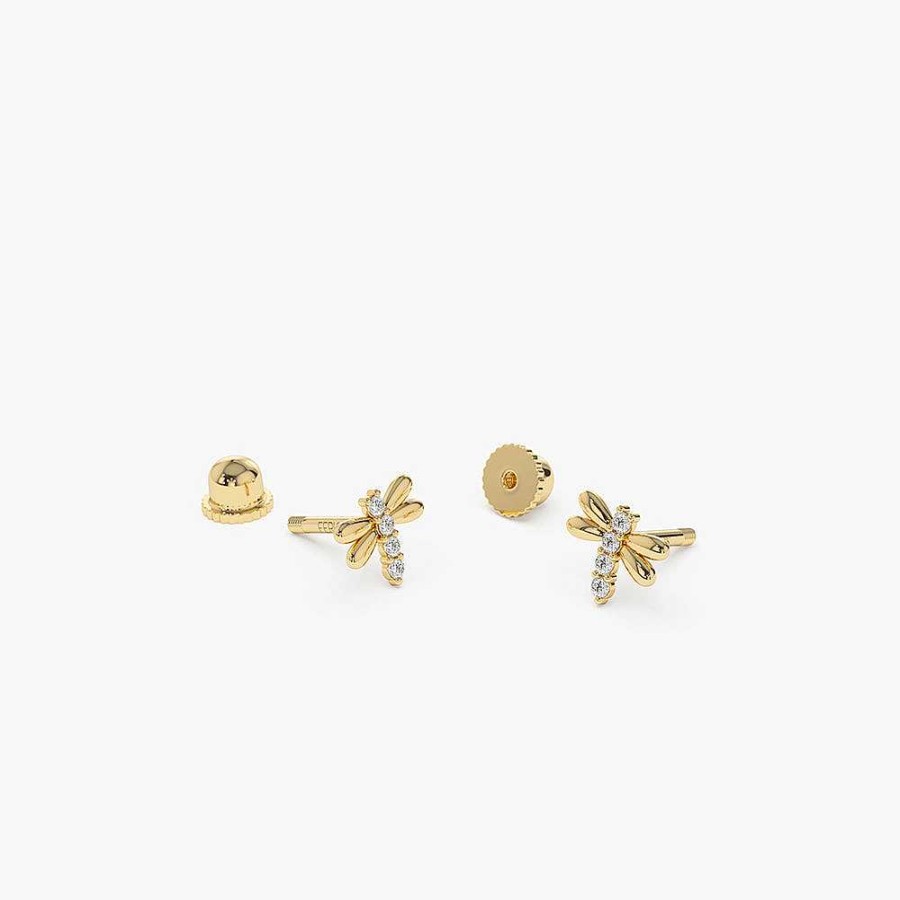 Earrings Ferkos Fine Jewelry | 14K Diamond Bee Helix Piercing