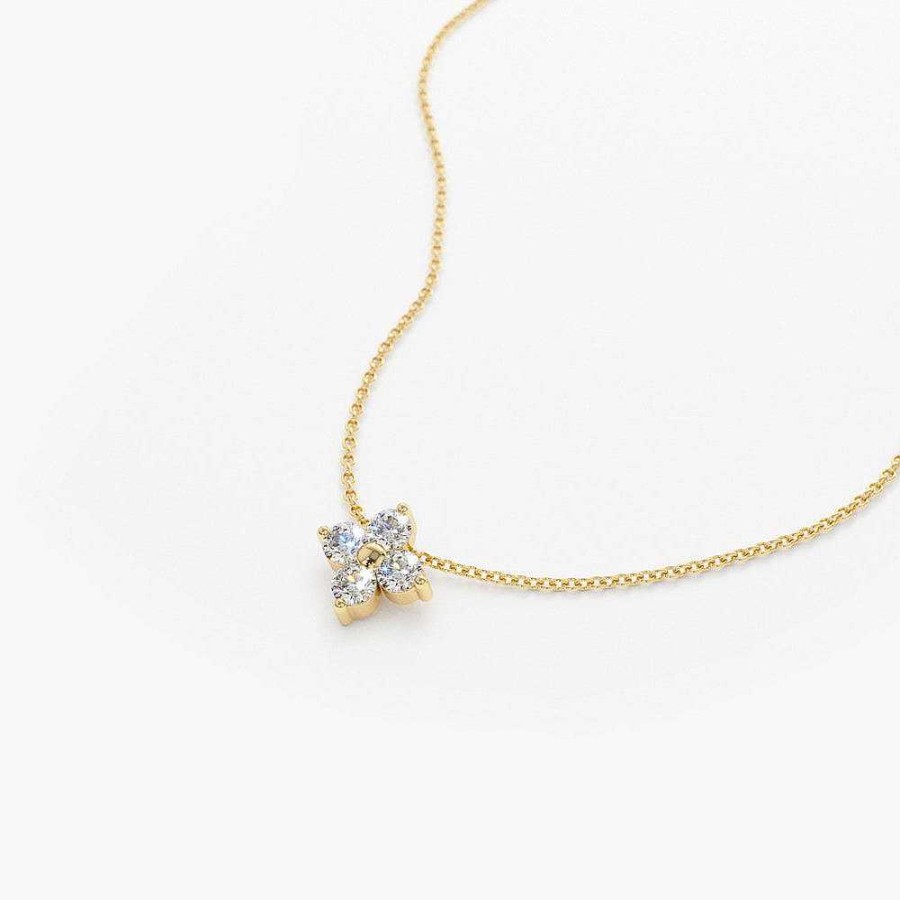 Necklaces Ferkos Fine Jewelry | Diamond Clover Necklace