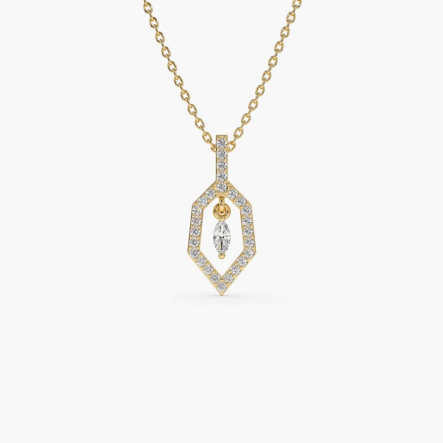 Necklaces Ferkos Fine Jewelry | 14K Marquise Shape Dangle Diamond Necklace