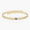 Bracelets Ferkos Fine Jewelry | 14K Gold Cuban Link Bracelet W/ Bezel Setting Sapphire