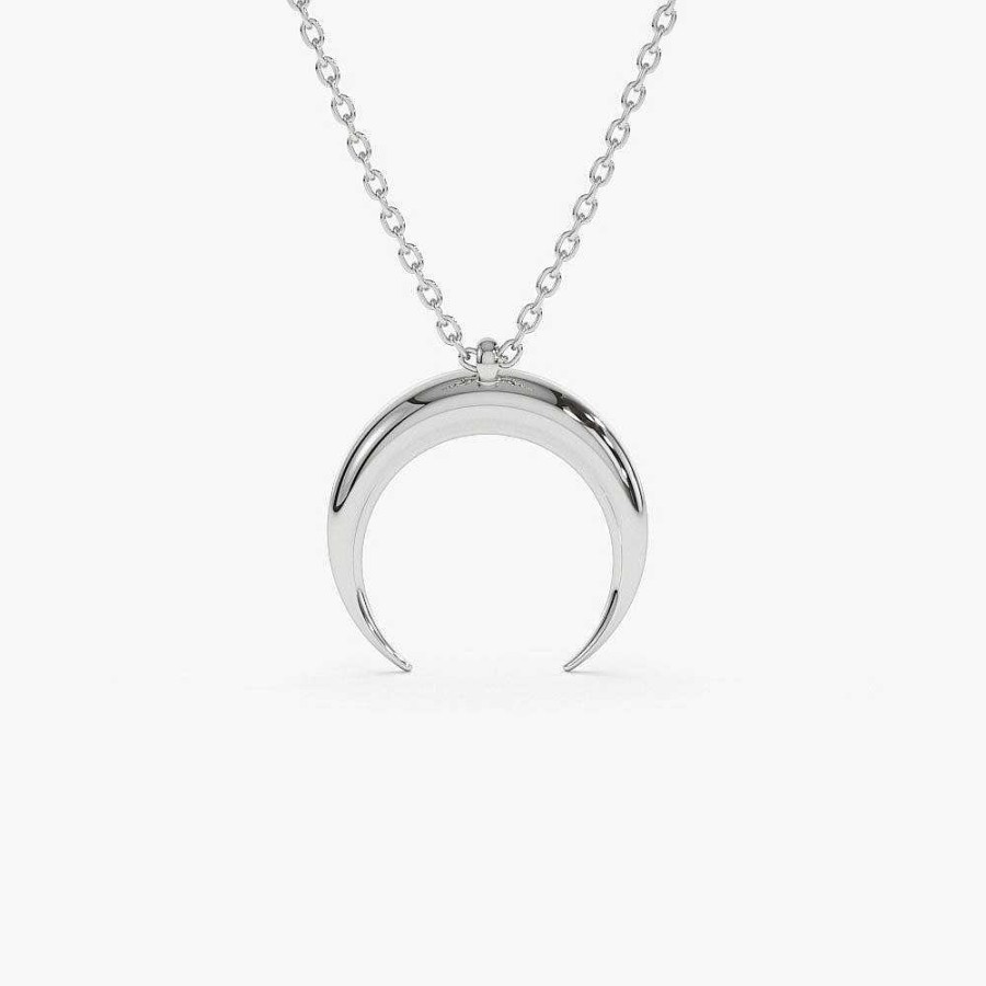 Necklaces Ferkos Fine Jewelry | 14K Plain Gold Crescent Moon Necklace