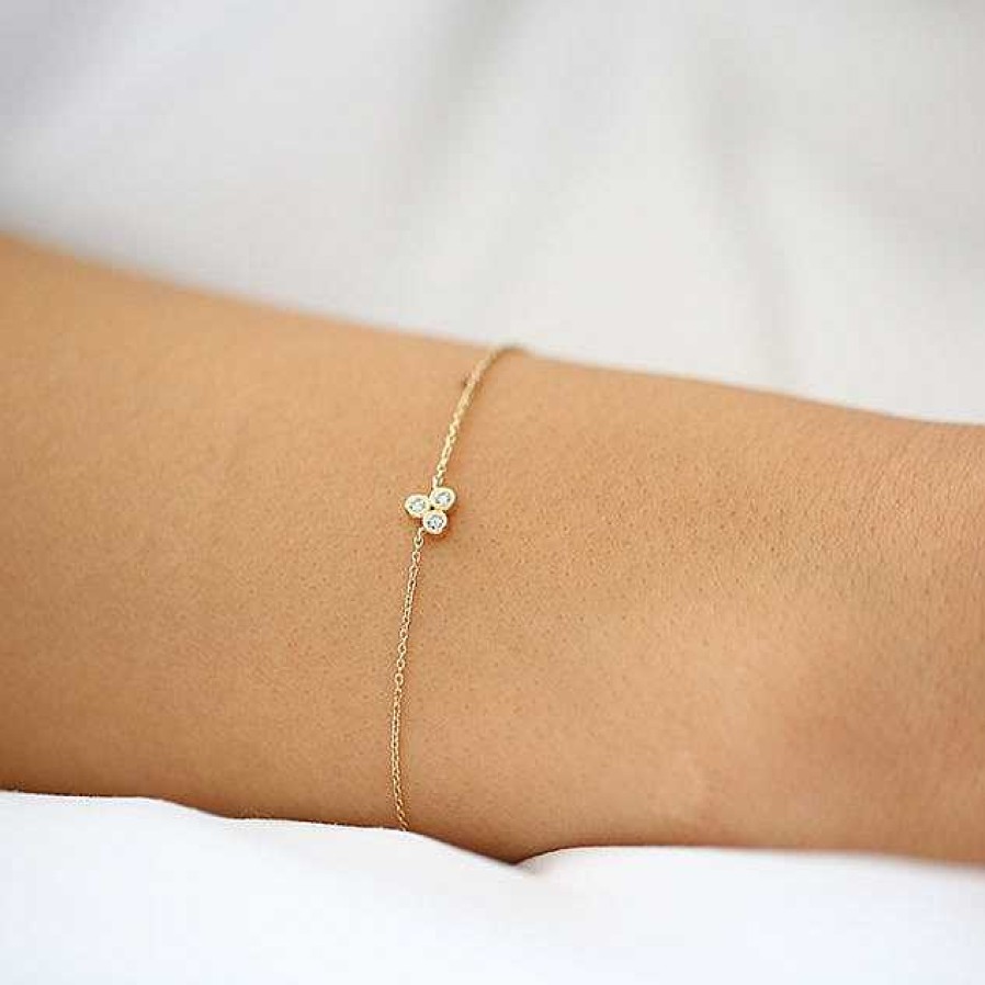 Bracelets Ferkos Fine Jewelry | Triangle Trio Dainty Diamond Bracelet