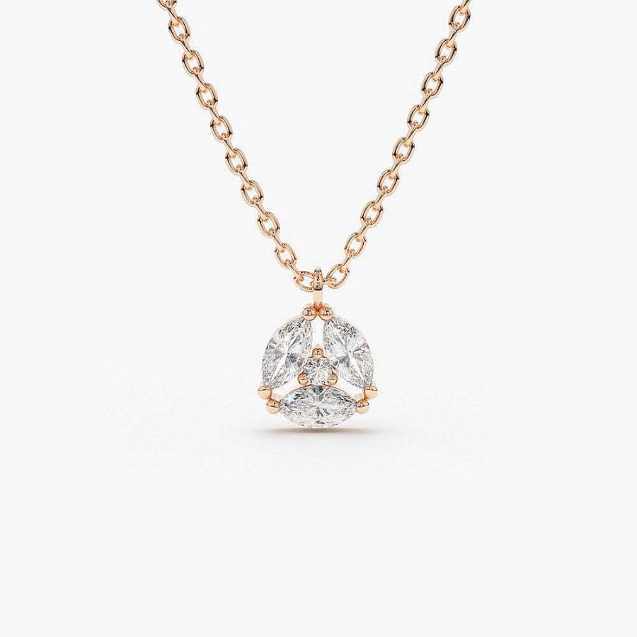 Necklaces Ferkos Fine Jewelry | 14K Marquise Diamond Cluster Necklace