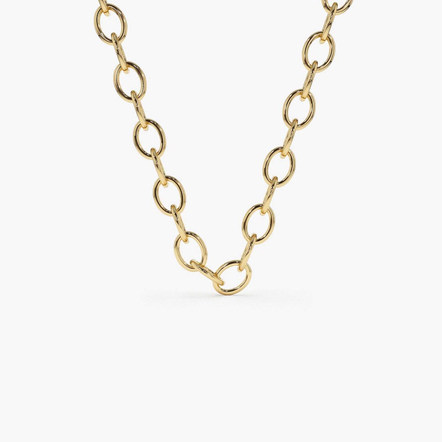 Necklaces Ferkos Fine Jewelry | 14K Oval Link Cable Chain Necklace 14K Gold