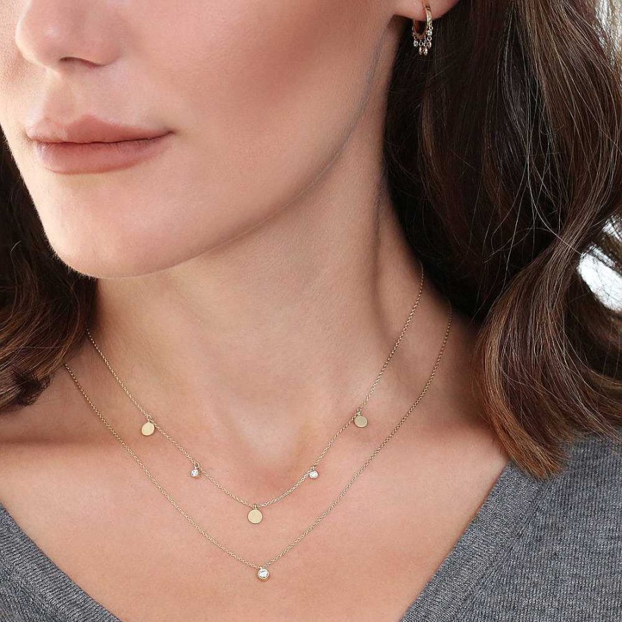 Necklaces Ferkos Fine Jewelry | Dangling Diamond Disc Necklace