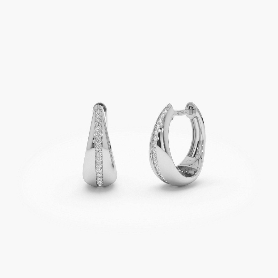 Earrings Ferkos Fine Jewelry | Teardrop Diamond Hoop Earrings