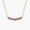 Necklaces Ferkos Fine Jewelry | 14K Slanted Ruby And Round Diamond Necklace