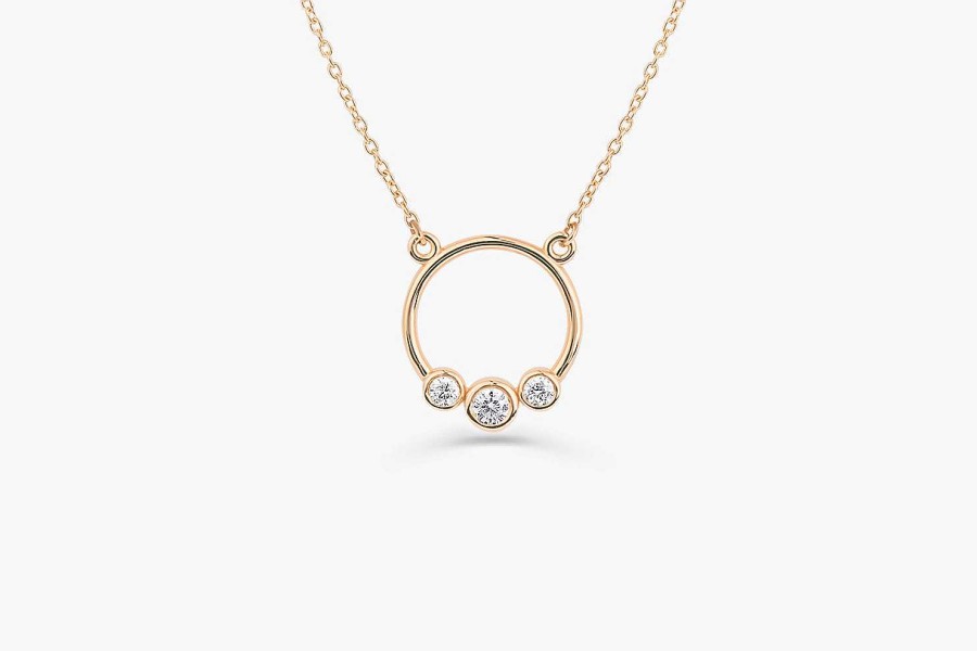 Necklaces Ferkos Fine Jewelry | Graduated Trio Bezel Diamond Circle Necklace