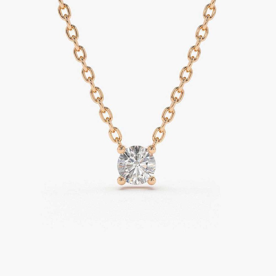 Necklaces Ferkos Fine Jewelry | 14K 0.20-0.50 Ctw Prong Setting Diamond Solitaire Necklace