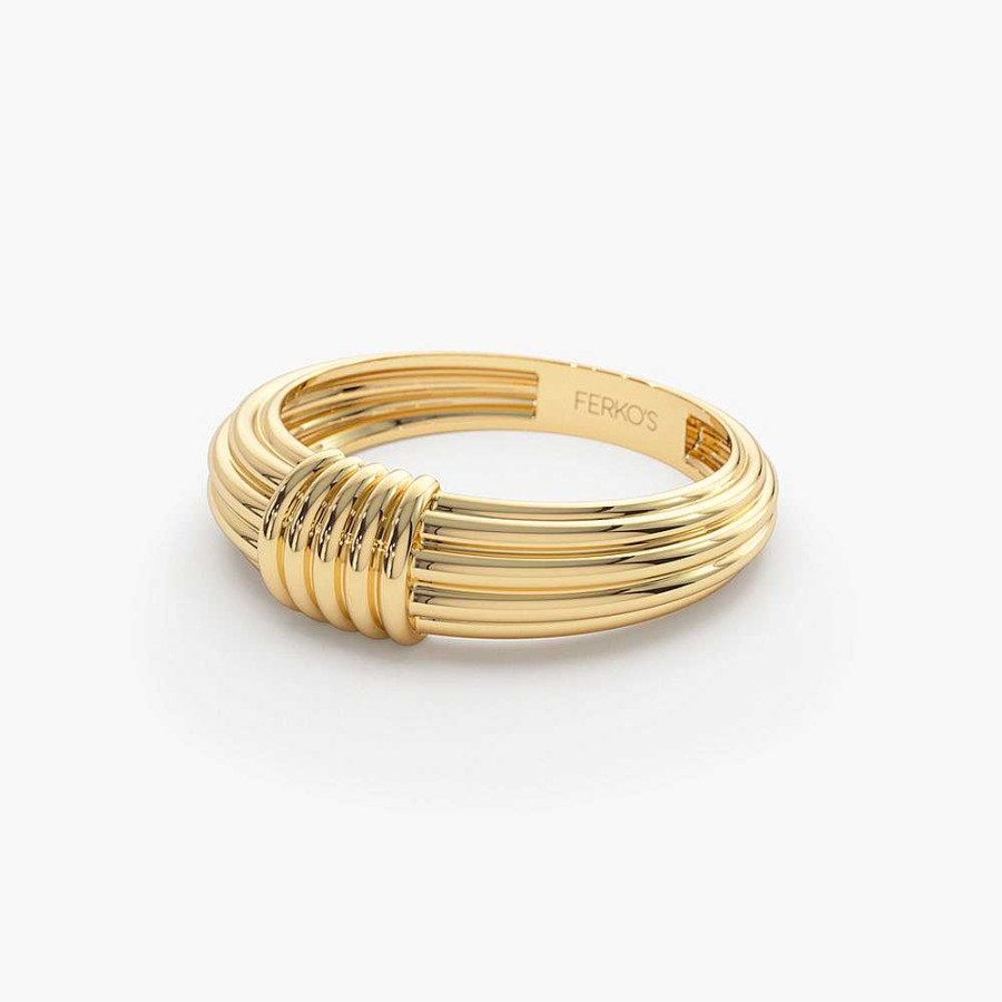 Rings Ferkos Fine Jewelry | 14K Ribbed Dome Graduating Gold Ring