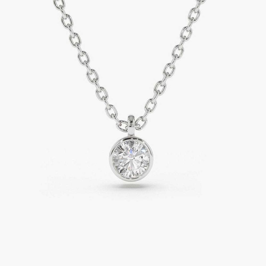 Necklaces Ferkos Fine Jewelry | 14K 0.20-0.50 Ctw Diamond Solitaire On A Bail