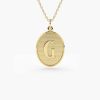 Necklaces Ferkos Fine Jewelry | 14K Oval Medallion Initial Necklace