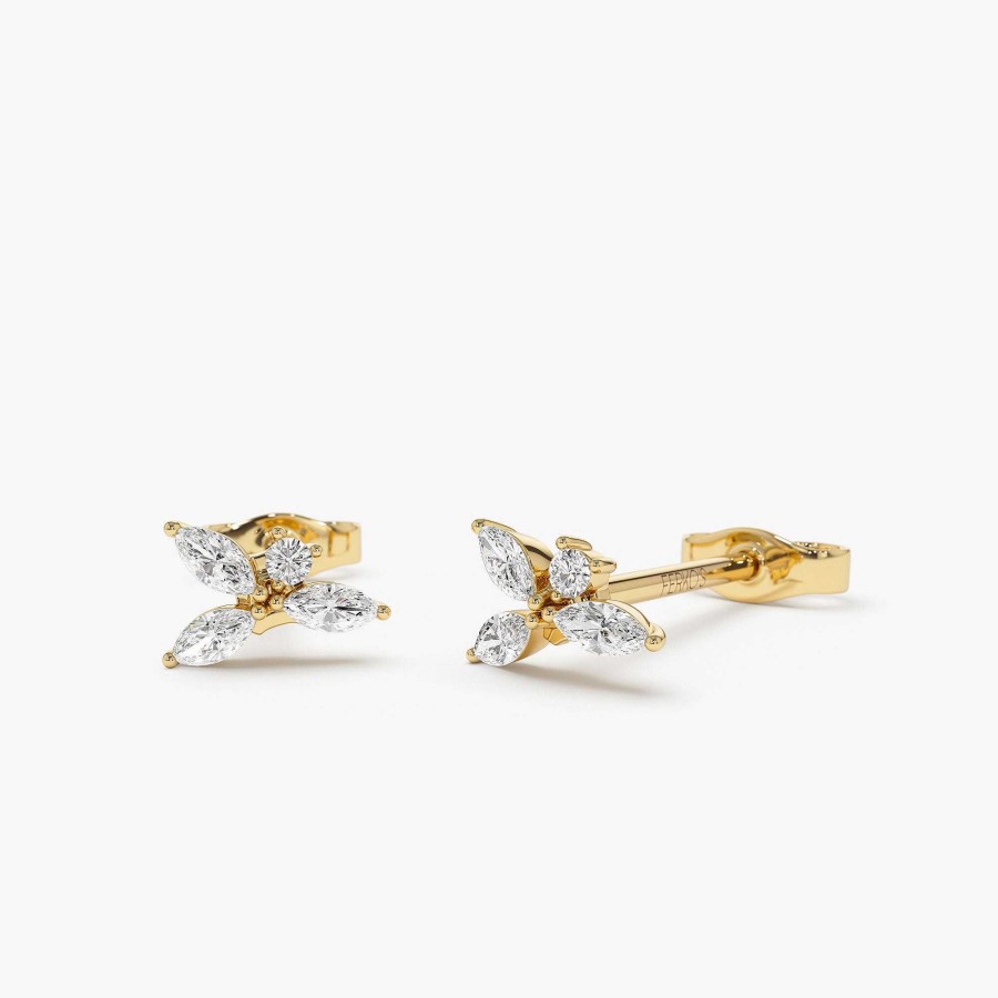 Earrings Ferkos Fine Jewelry | 14K Marquise Diamond Cluster Studs