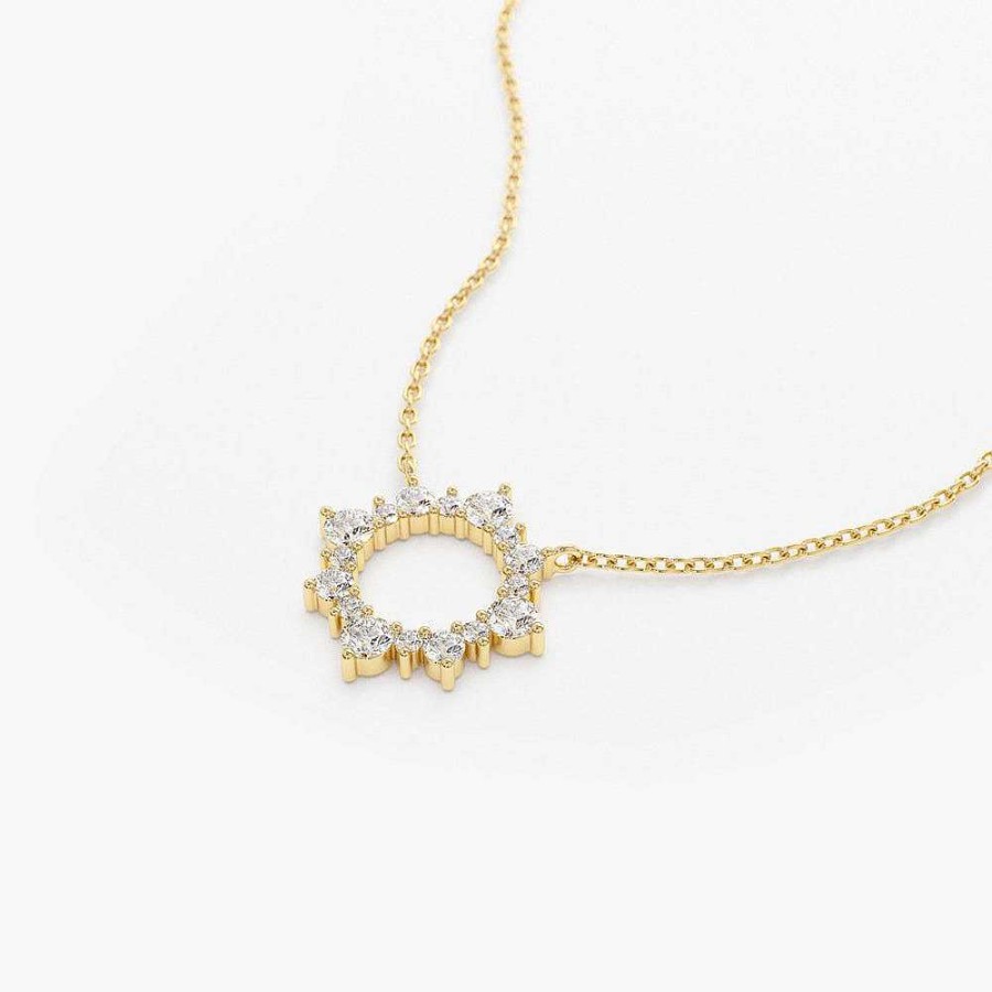 Necklaces Ferkos Fine Jewelry | Diamond Sun Circle Necklace