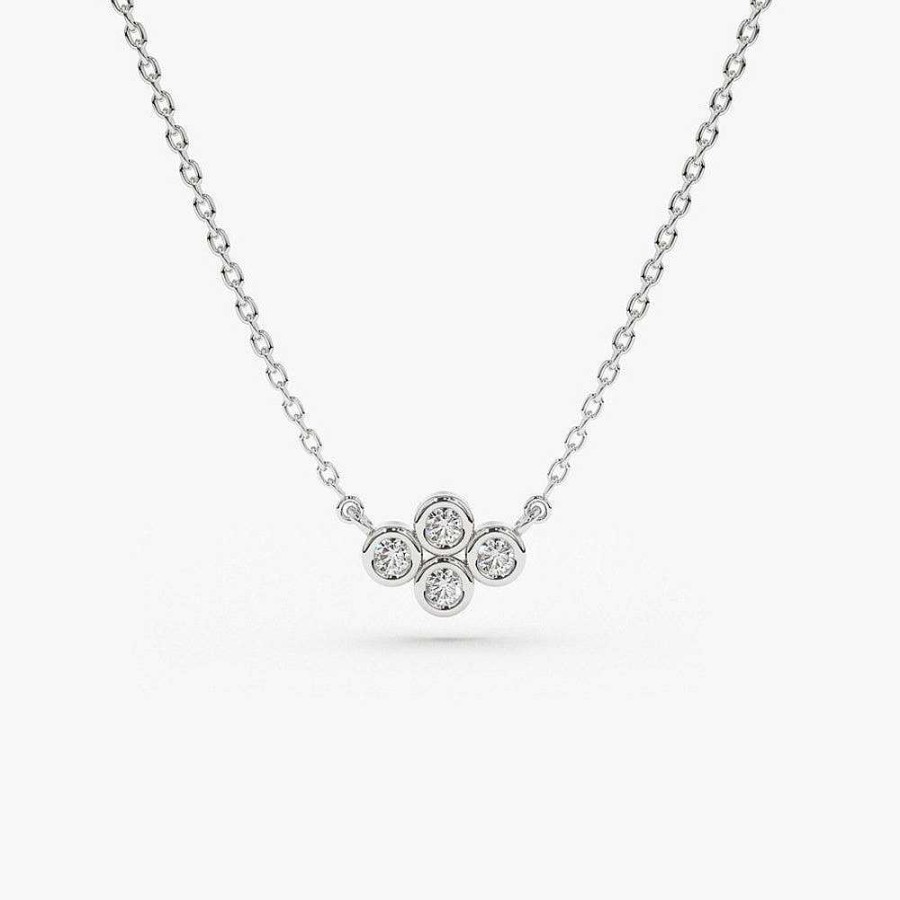 Necklaces Ferkos Fine Jewelry | Four Stone Diamond Cluster Necklace