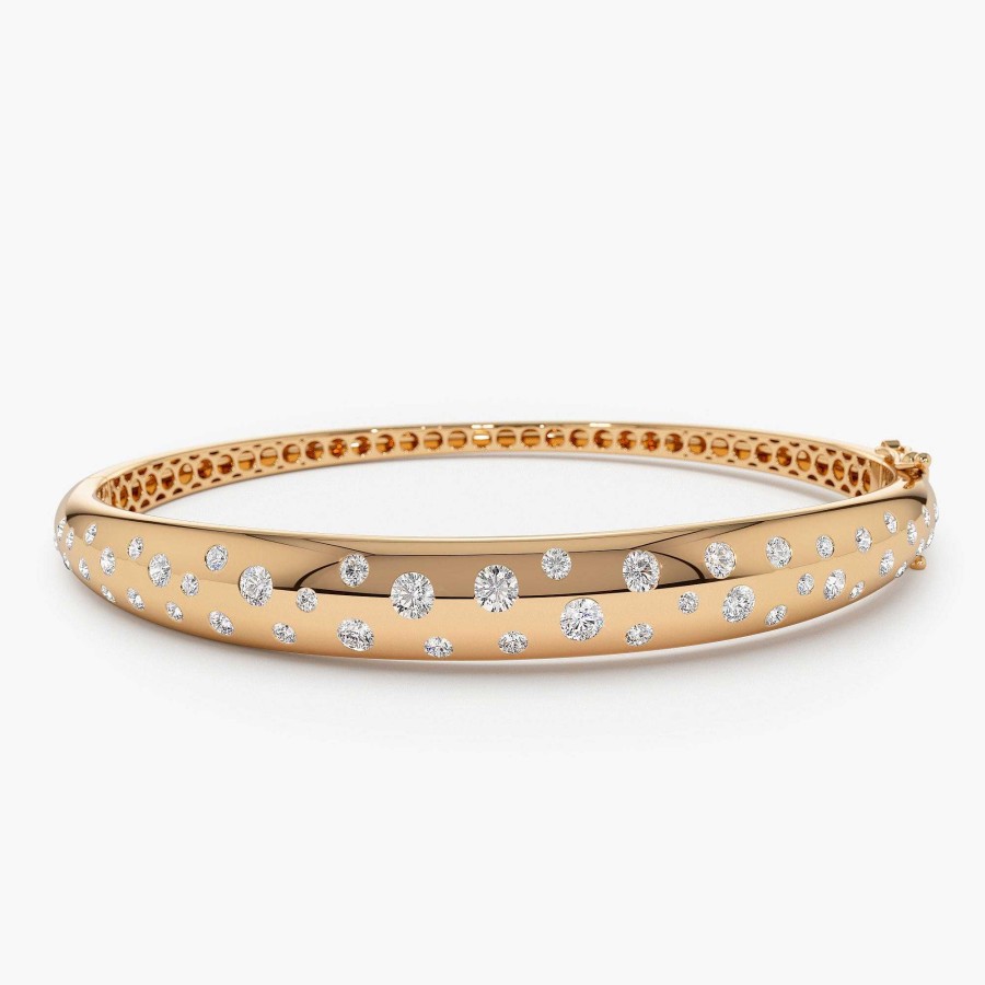 Bracelets Ferkos Fine Jewelry | 14K 1.20Ctw Dome Floating Diamond Bangle Bracelet