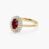 Rings Ferkos Fine Jewelry | 14K Baguette Diamond Ballerina Oval Ruby Ring