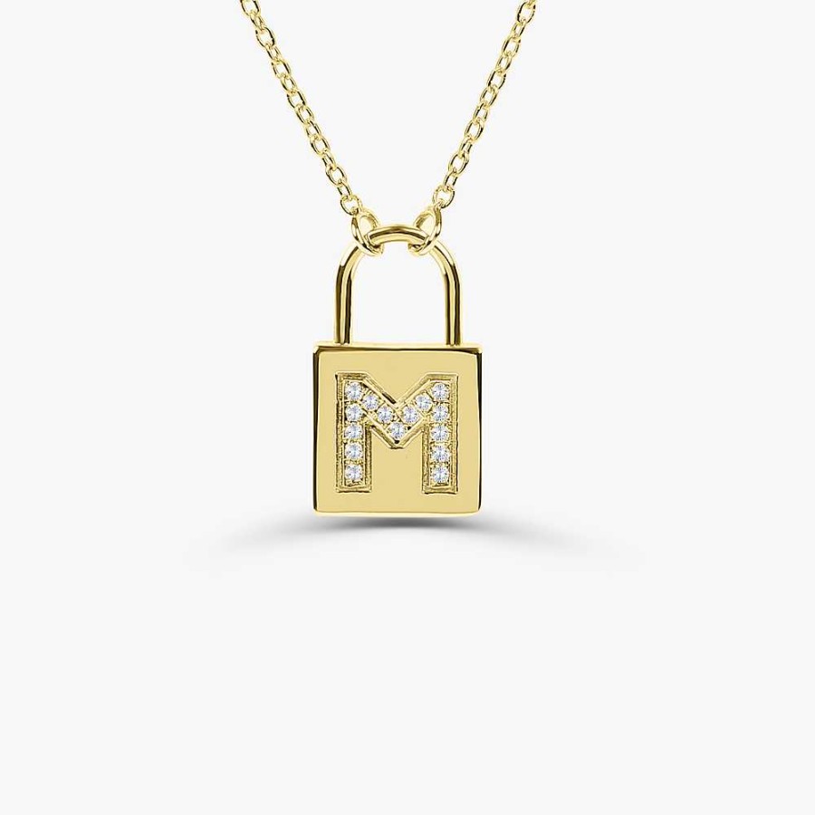 Necklaces Ferkos Fine Jewelry | Padlock Initial Necklace