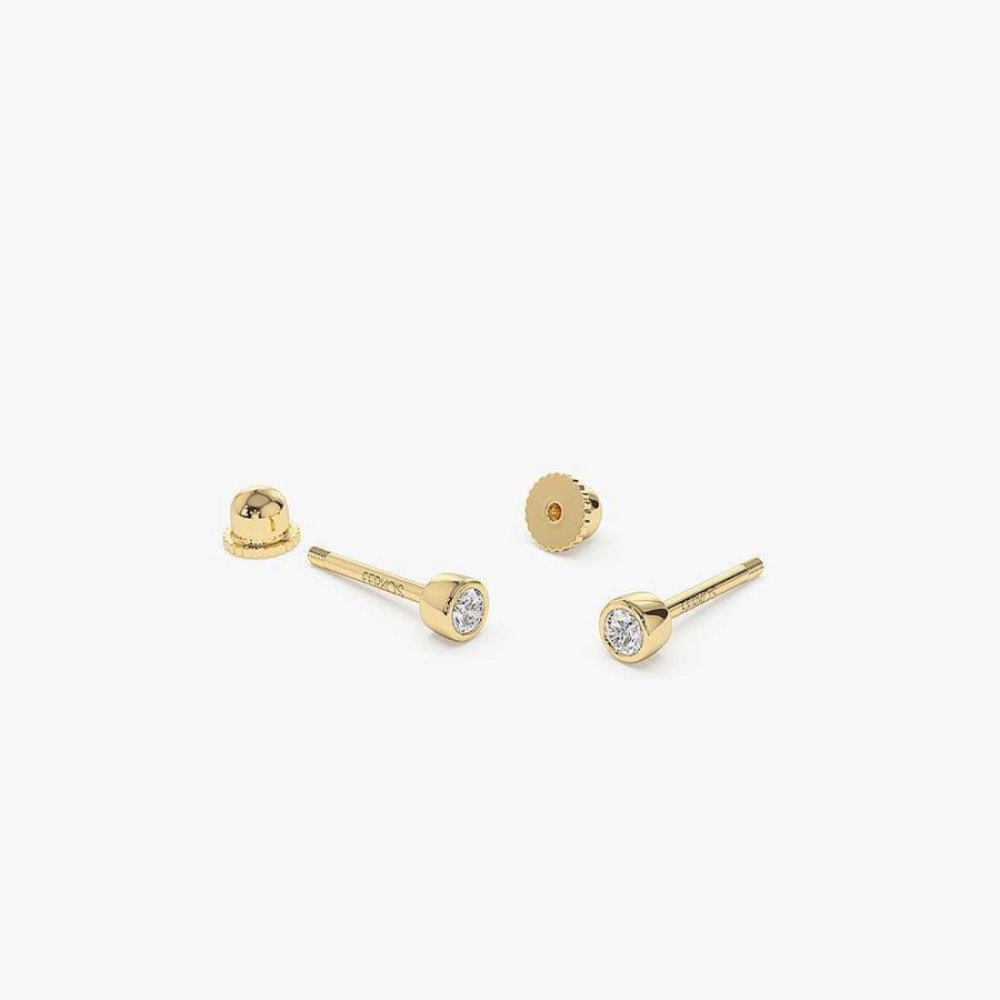 Earrings Ferkos Fine Jewelry | 14K Bezel Setting Diamond Stud Piercing