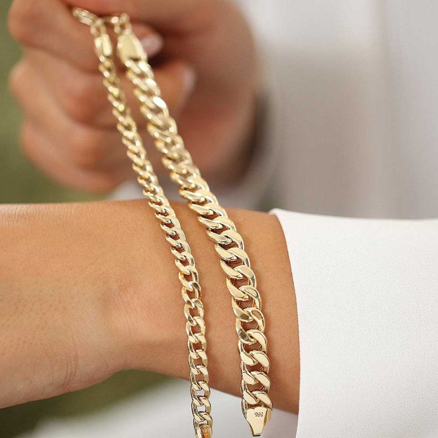 Bracelets Ferkos Fine Jewelry | 14K 10Mm Curb Cuban Link Bracelet