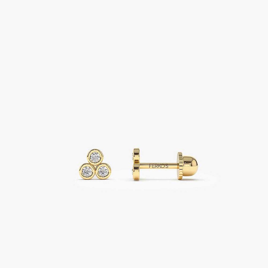 Earrings Ferkos Fine Jewelry | 14K Dainty Diamond Trio Helix Piercing