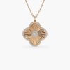 Necklaces Ferkos Fine Jewelry | Textured Diamond Clover Charm Pendant