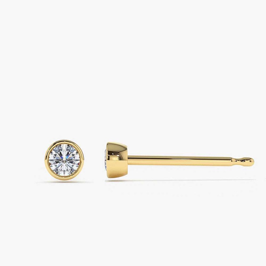 Earrings Ferkos Fine Jewelry | 14K Bezel Setting Round Diamond Studs