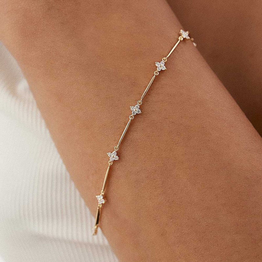 Bracelets Ferkos Fine Jewelry | 14K Clover Setting Diamond Infinity Bracelet