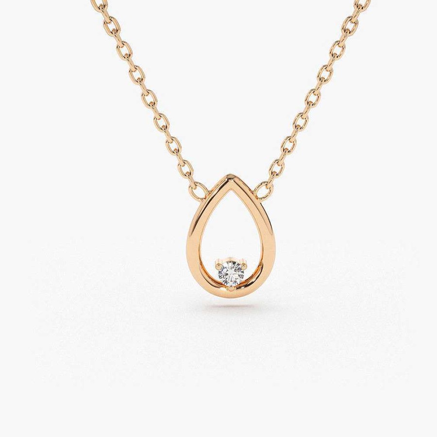 Necklaces Ferkos Fine Jewelry | Floating Teardrop Diamond Necklace