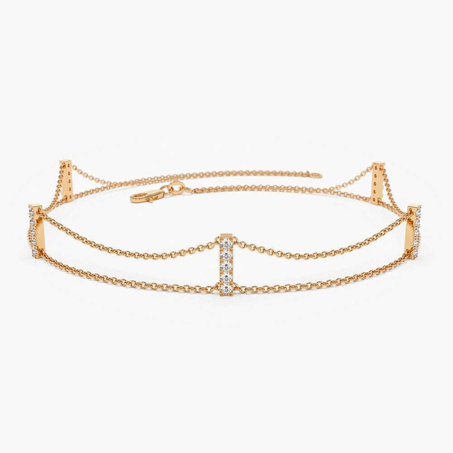 Bracelets Ferkos Fine Jewelry | 14K 5 Station Diamond Bar Bracelet