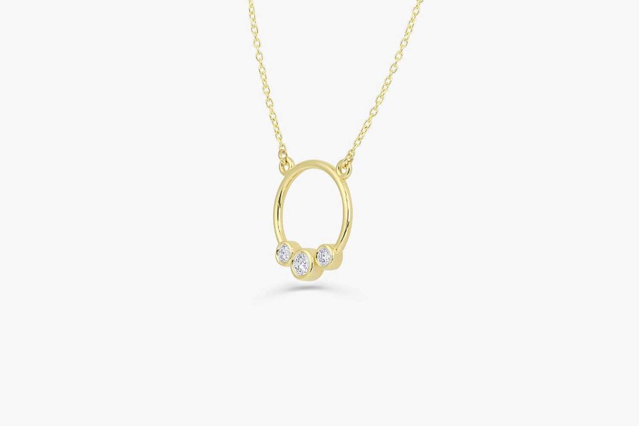 Necklaces Ferkos Fine Jewelry | Graduated Trio Bezel Diamond Circle Necklace